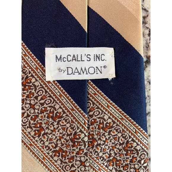 Damon Mens Neck Tie Black Gold Burgundy Stripe Work Dad Gift - Picture 5 of 5